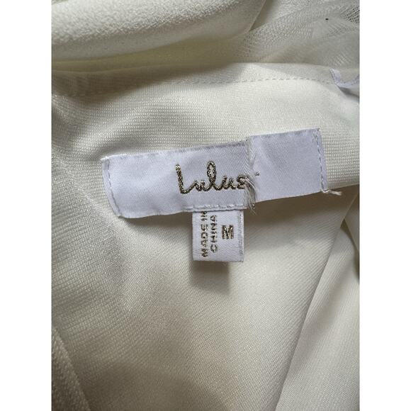 NWD Lulus Beautifully Beloved White Mesh Off Shoulder Maxi Wedding Dress Medium - Picture 12 of 13